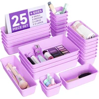 Organizador de Cajón de Plástico Morado 25 Piezas 4 Tamaños BiuLeon