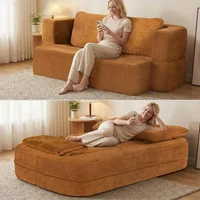 Sofá Cama Doble Modular sin Costuras para Sala y Habitación Marrón