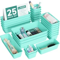 Organizador de Cajón de Plástico Azul 25 Piezas 4 Tamaños BiuLeon