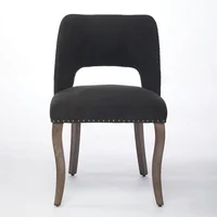 Sillas Auxiliares para Comedor de Madera Tapizadas Modernas Negra Juego de 2