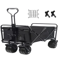 Carro Plegable Playa Ruedas Universales Resistente Negro Ajustable