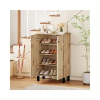 Zapatero Organizador Madera 4 Estantes Antivuelco Carpa Granja Natural
