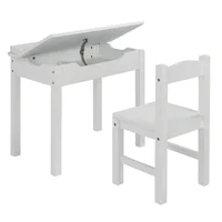Escritorio Infantil Flip Top con Silla Almacenaje Blanco Actividades