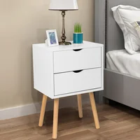 Mesa de Noche Moderna Blanca 40x30x60 cm Madera Patas