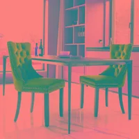 Sillas Auxiliares para Comedor Tapizadas Modernas de Madera Verde Juego de 2
