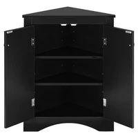 Mueble Complemento para Baños Negro Estantes Ajustables Diseño Triangular
