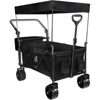 Carro Plegable Carga Pesada Toldo Removible Ruedas Resistentes Negro