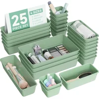 Organizador de Cajón de Plástico Verde 25 Piezas 4 Tamaños