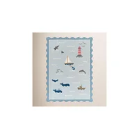 Alfombra Infantil Náutica Azul Marino 60 x 90 cm Tejida a Mano