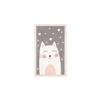 Alfombra Infantil de Gato Rosa y Gris 60 x 90 cm Viv Rae