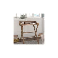 Escritorio para Computador Plegable Gris Lavado con Cajón en Madera Bansom