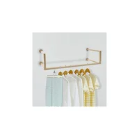 Tendedero de Ropa para Apartamento Everly Quinn de Pared Barra Metal Dorada Vintage