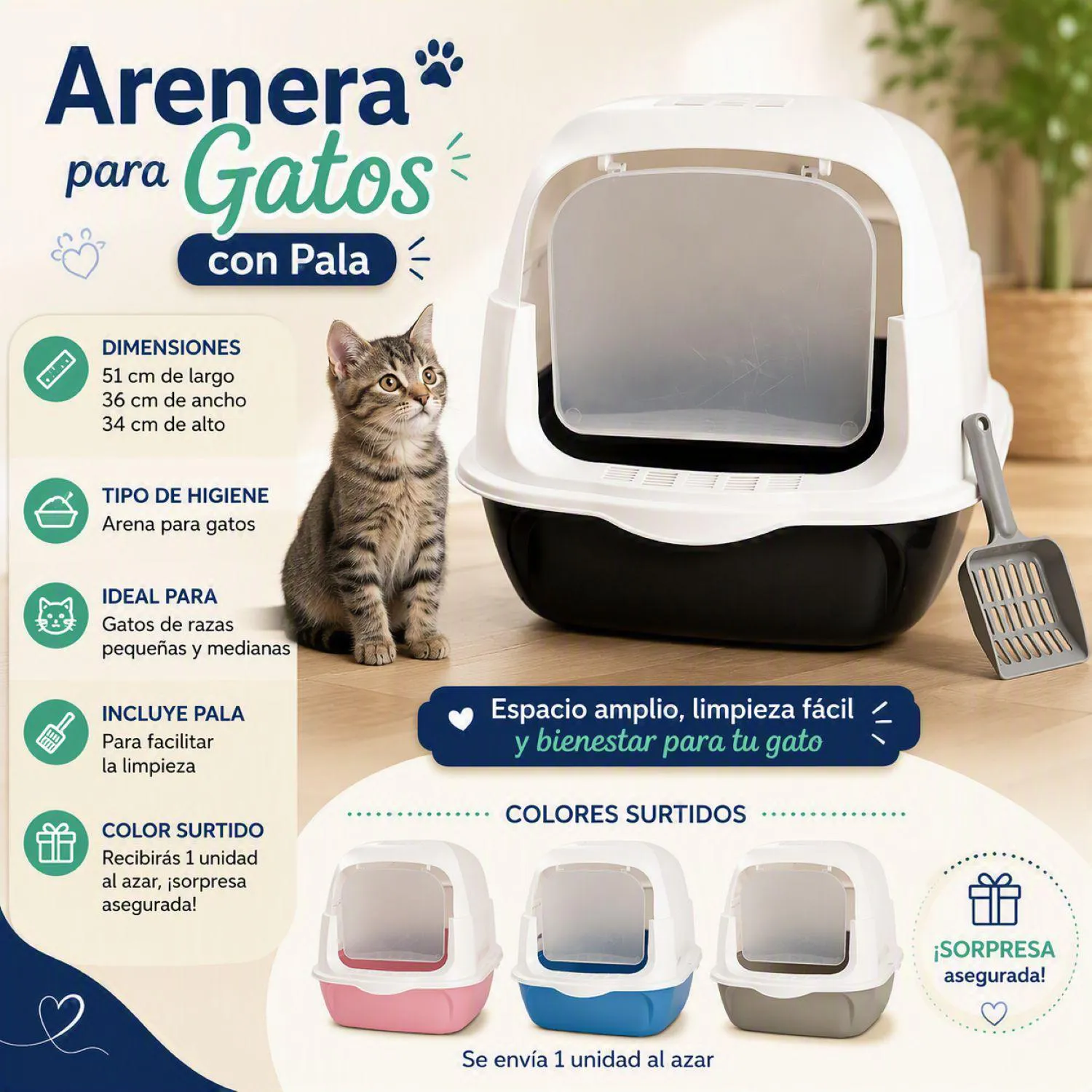 Arenero para Gato Con Pala
