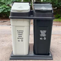 Punto Ecológico 40lts x 2 Puestos Negro Blanco