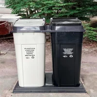 Punto Ecológico 60lts x 2 Puestos Negro Blanco