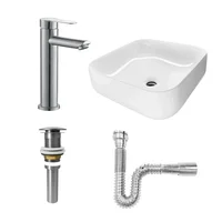 Combo Lavamanos Cuadrado + Grifería Mezclador Inox C1103