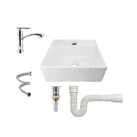 Combo Lavamanos White Vessel 33cm+ Griferia Seul +push+sifon C995