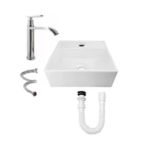 Combo Lavamanos Pequeño Rectangular + Griferia Mezclador C1016