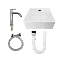 Combo Lavamanos Pequeño Rectangular + Griferia Agua Fria C1017