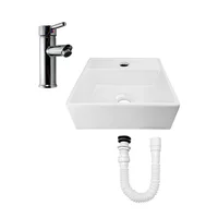 Combo Lavamanos Pequeño Rectangular + Griferia Mezclador C1018