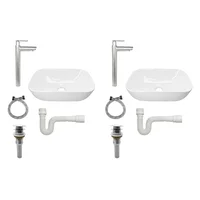 Pack X2 Combos Lavamanos +grifería Agua Fria Inox+ Push C983