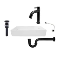 Combo Lavamanos Rectangular + Griferia Agua Fría Negro C826