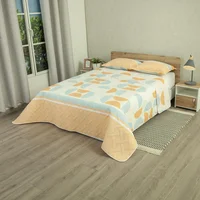 Cubrelecho Doble Faz Style Curvas Del Tiempo Blanco y Naranja para Cama King 200 x 200 cm de Semicirculos
