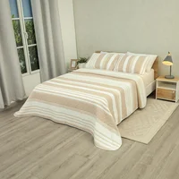 Cubrelecho Doble Faz Trama Salmón y Blanco para Cama Doble 140 x 190 cm Prensado de Lineas