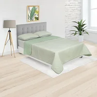 Cubrelecho Doble Faz Verde y Beige para Cama King 200 x 200 cm Fondo Entero