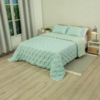 Cubrelecho Flora Azul para Cama Queen 160 x 190 cm Fondo Entero