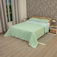 Cubrelecho Termosellado Cotton Sense Verde y Azul para Cama Queen 160 x 190 cm Fondo Entero