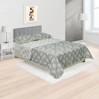 Cubrelecho Trama Blanco y Gris para Cama Doble 140 x 190 cm Prensado de Hojas