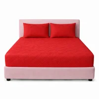 Combo Protector Sencillo Acolchado Rojo