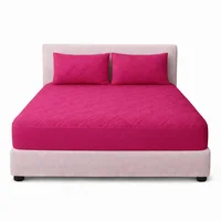 Combo Protector King Acolchado Fucsia