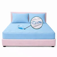 Combo Protector Queen Antifluido Celeste