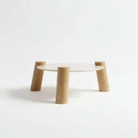 Mesa de Centro Kepri En Piedra y Roble Diámetro 80cm