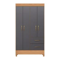 Closet 4 Puertas 2 Cajones en Mdf 181x98x47 cm Gris