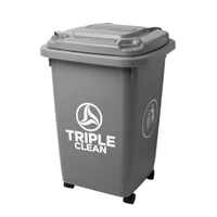 Caneca Cuadrada 50 Litros Con Ruedas Gris