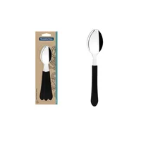 Juego de Cucharas de Mesa Tramontina Leme en Acero Inoxidable y Mangos Polipropileno Negro 3 Piezas