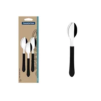 Juego de Cucharas para Té Tramontina Leme en Acero Inoxidable y Mangos Polipropileno Negro 3 Piezas