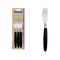 Juego de Tenedores de Mesa Tramontina Ipanema en Acero Inoxidable y Mangos Polipropileno Negro 3 Piezas