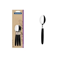 Juego de Cucharas para Té Tramontina Ipanema en Acero Inoxidable y Mangos Polipropileno Negro 3 Piezas