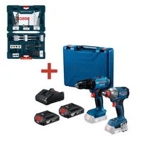 Taladro Percutor 1/2 Pulgada 18v Gsb 183 + Llave de Impacto 18v 285 Nm Gdx 18v-255 + Set 41 Piezas Bosch