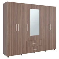Closet Grayson  200x230x48.3 cm Café-Chocolate con Espejo 2 Cajones 5 Puertas