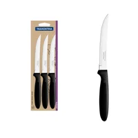 Juego de Cuchillos 4" para Asado Tramontina Leme en Acero Inoxidable y Mangos de Polipropileno Negro 3 Piezas