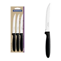 Juego de Cuchillos 5" Para Asado Tramontina Ipanema en Acero Inoxidable y Mangos de Polipropileno Negro 3 Piezas