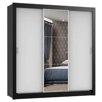 Closet Monaco 3 Puertas Corredizas 1 Espejo Negro/blanco