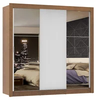 Closet Monaco 3 Puertas Corredizas 2 Espejos Marrón/blanco