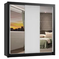 Closet Monaco 3 Puertas Corredizas 2 Espejos Negro/blanco