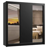 Closet Monaco 3 Puertas Corredizas 2 Espejos Negro